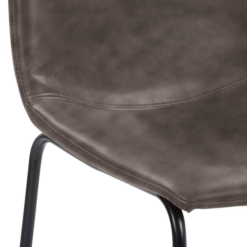 Gray Faux Leather and Metal Counter Height Barstools, Set of 2