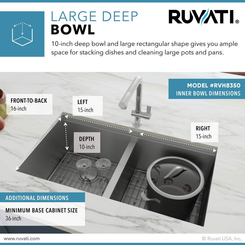 Ruvati 36-inch Stainless Steel Double Bowl Workstation Sink