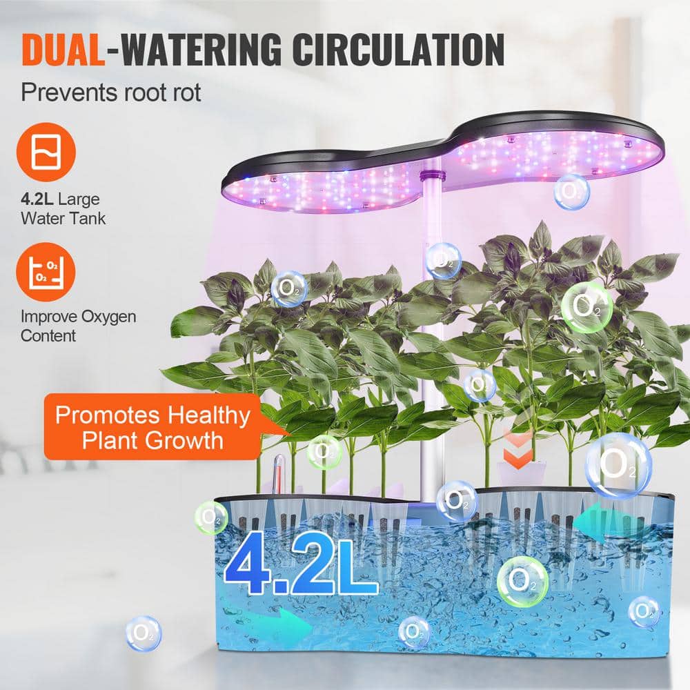 Black Adjustable Indoor Hydroponics Growing System with LED Light