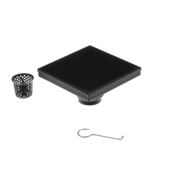 Oatey Designline 6 in. x 6 in. Stainless Steel Square Shower Drain with Square Pattern Drain Cover in Matte Black