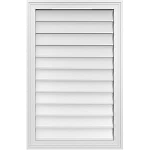 22 in. x 34 in. Vertical Surface Mount PVC Gable Vent: Decorative with Brickmould Frame