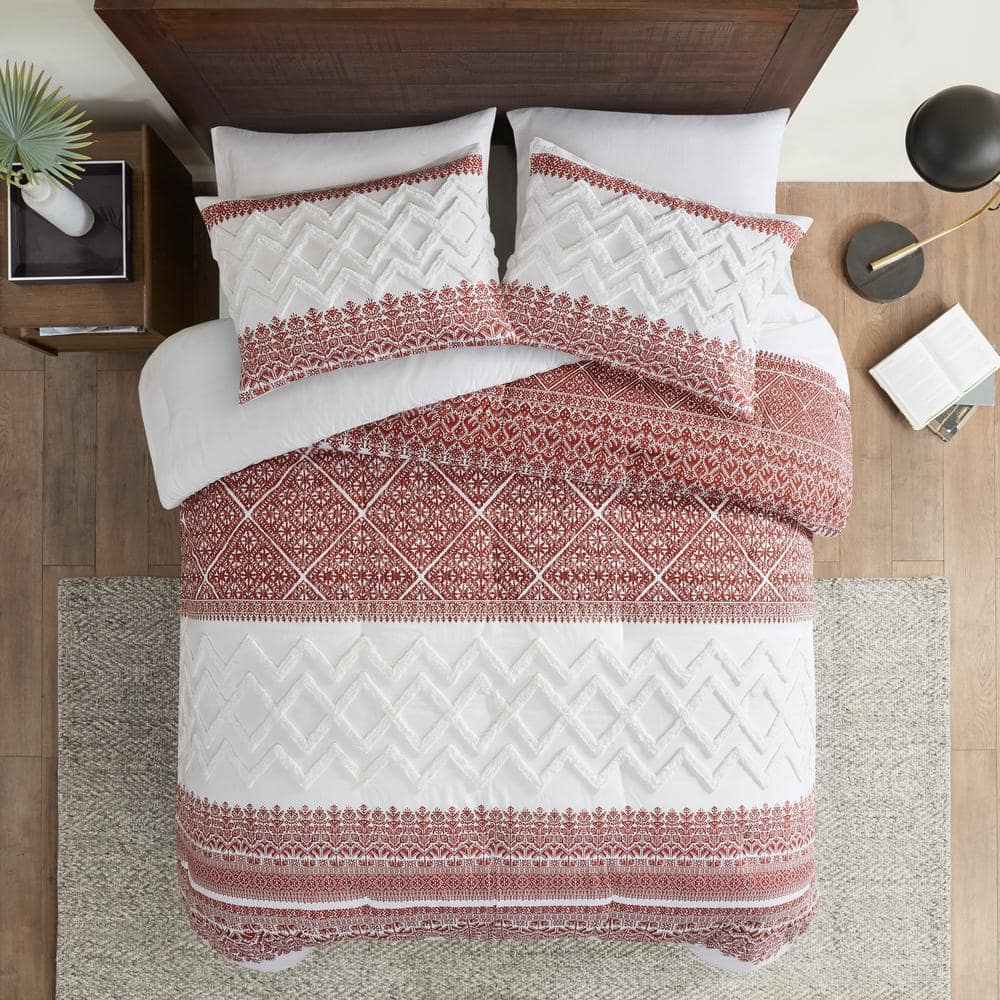 Auburn King Cotton Comforter Set with Chenille Tufting