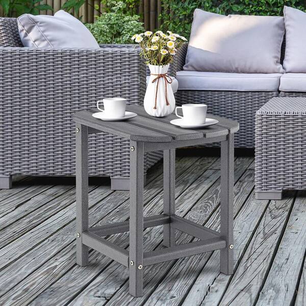 Unbranded 18 Inch Outdoor Plastic Rectangular Side Table Gray CWLD 331 GR
