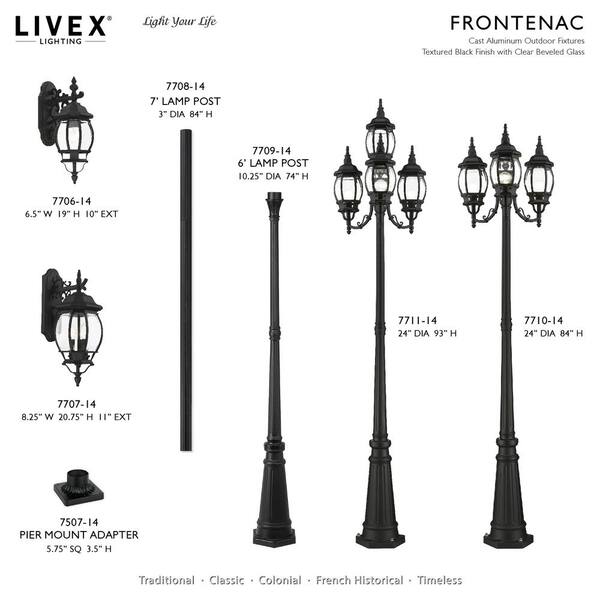 Livex Lighting Oxford 3 Light Textured Black Outdoor Post Top Lantern  7859-14 - The Home Depot
