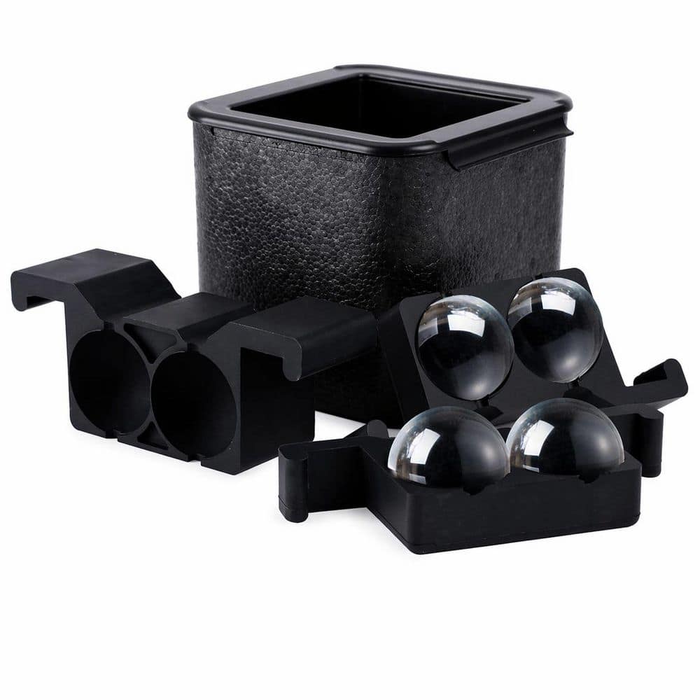 Clear Finish Round Ice Ball Mold Kitchen Ice Maker Tray 4 Piece Set for Whiskey Cocktail Brandy Bourbon Drinks price history on PriceWatchPro