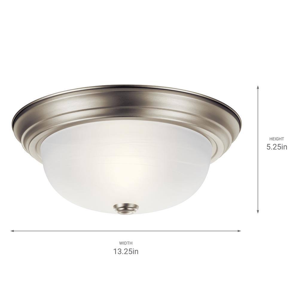 Brushed Nickel 13.25" Flush Mount Light with Alabaster Glass