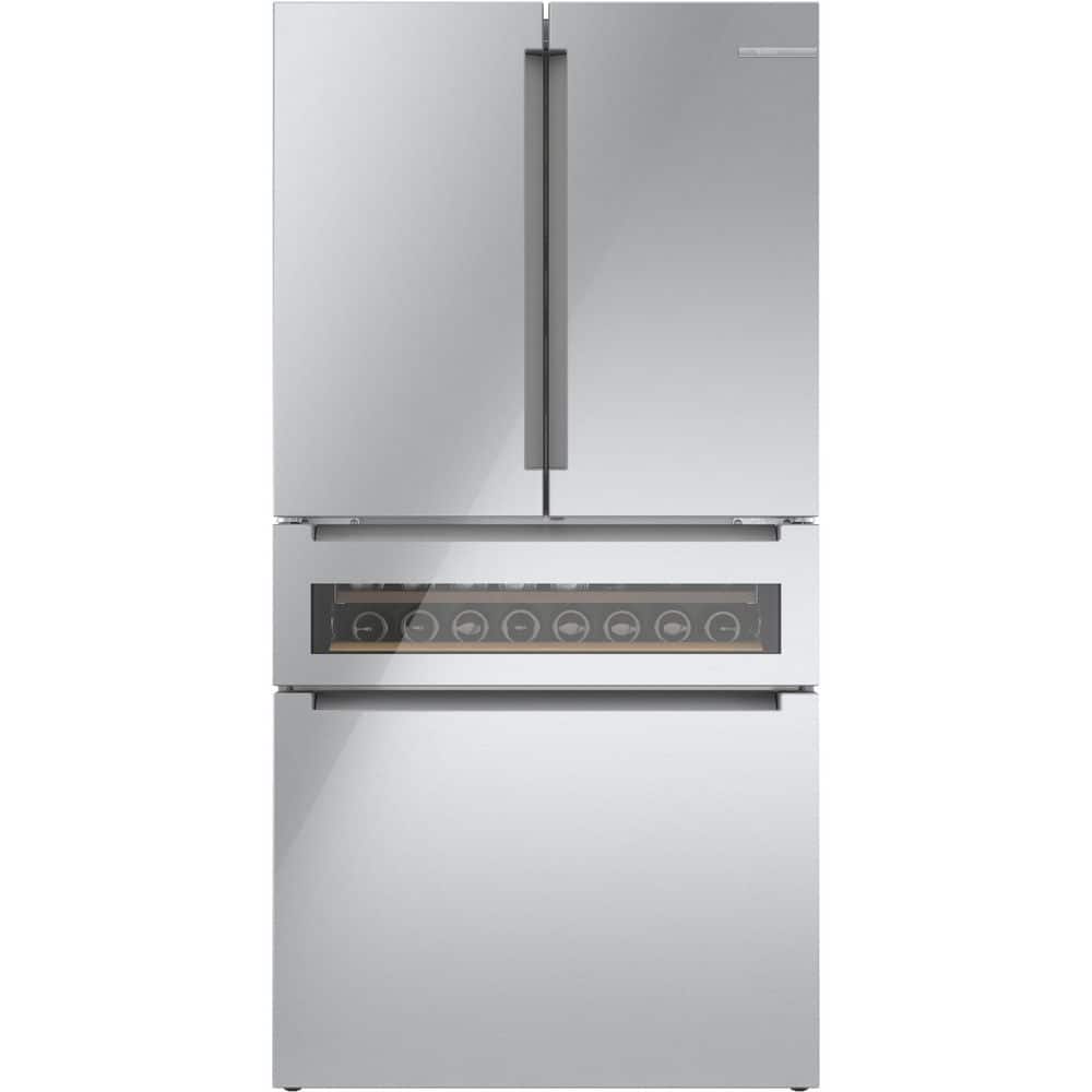 Bosch 800 Series 21 cu. ft. Smart Counter Depth 4-Door French Door Refrigerator in Stainless Steel with Beverage Cooler Drawer