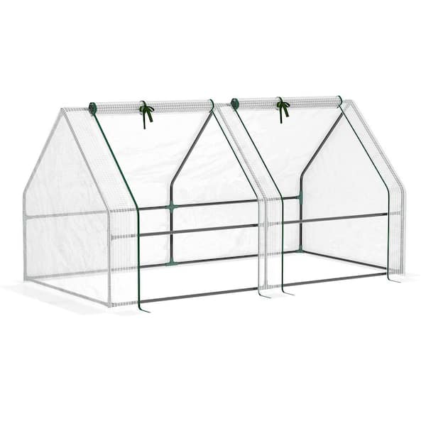 White 35.5 in. W x 70.75 in. D x 35.5 in. H Portable Mini Greenhouse with Large Zipper Doors and Water/UV PE Cover