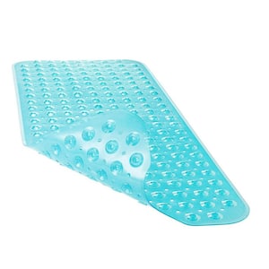 16 in. x 40 in. Non-Slip Bathtub Mat with Suction Cups and Drain Holes in Green