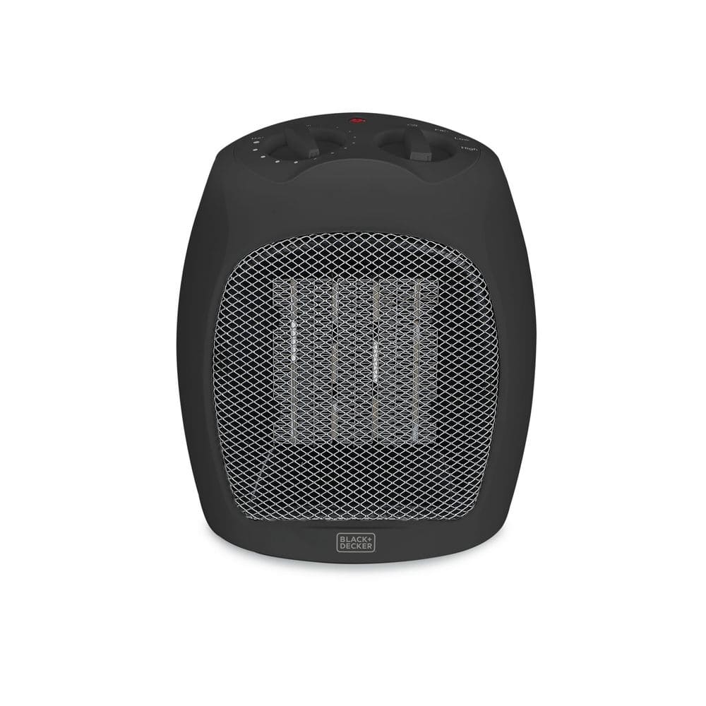 Black Ceramic Electric Portable Space Heater with Thermostat