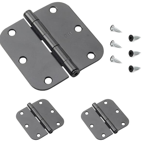 3-1/2 in. x 3-1/2 in. Black Full Mortise Butt Hinge with Removable Pin (3-Pack)