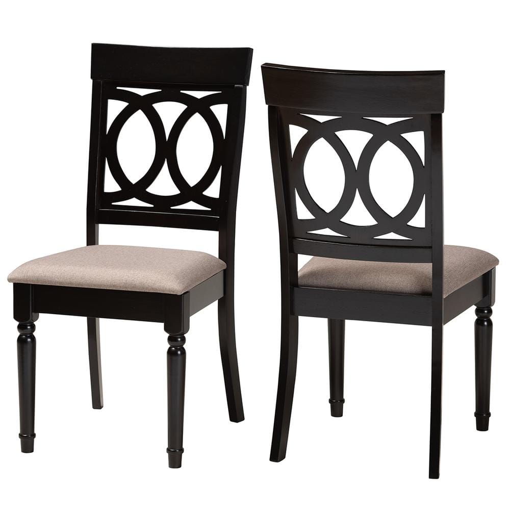 Lucie Sand and Dark Brown Wood Dining Chair Set