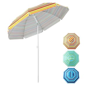 6.5 ft. Patio Sunshade Beach Umbrella with Table Sandbag Portable Tilt Outdoor Yellow