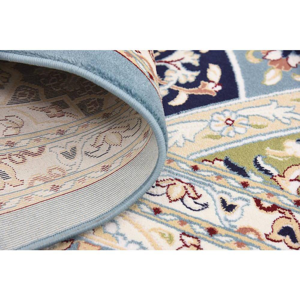 Blue Floral Rectangular Stain-Resistant Area Rug 10' x 13'