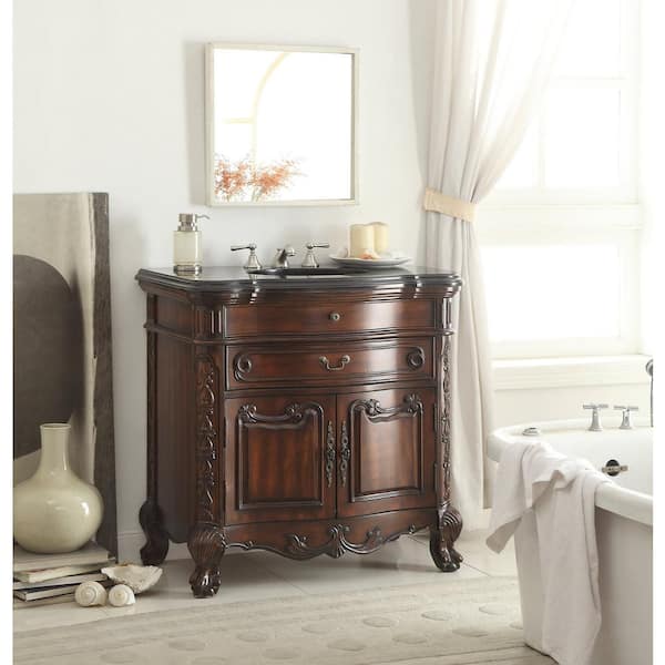 Benton Collection Bayview 24 in. W x 24 in D. x 34 in. H Cream Marble Vanity Top in Brown with Bisque Under Mounted Porcelain Basin Vanity