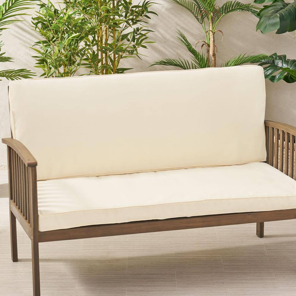 Cream Water-Resistant Fabric Outdoor Loveseat Cushions