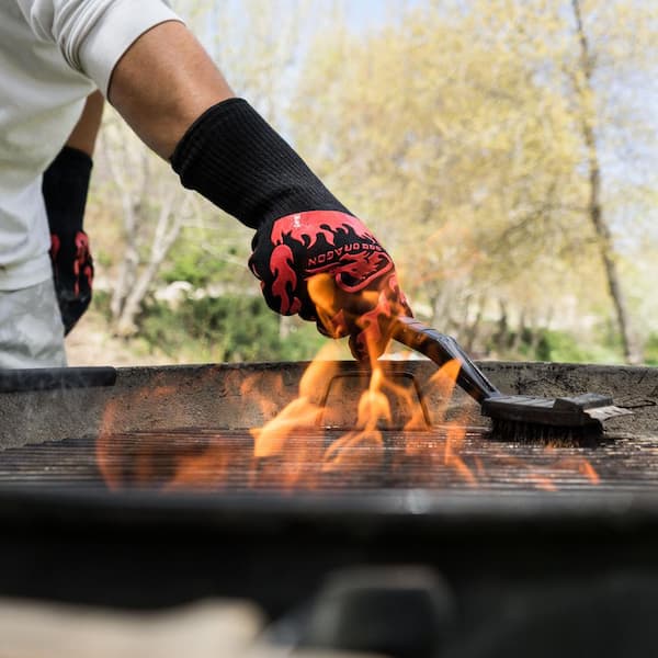 Hot BBQ Grilling Cooking Gloves Extreme Heat Resistant oven Gloves Black SHIP US 