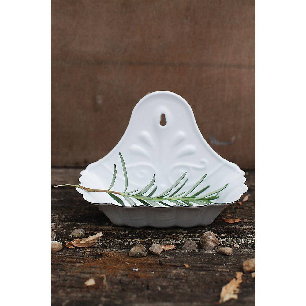 White Ceramic Wall-Mounted Soap Dish with Scalloped Edges