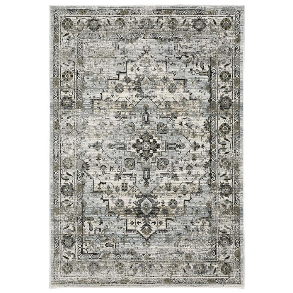 Galleria Gray/Blue 4 ft. x 6 ft. Oriental Distressed Medallion Polyester Indoor Area Rug price history on PriceWatchPro