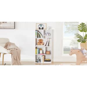 Bookshelf, Bookcase with 7 Open Adjustable Storage Cubes, Floor Standing Unit, Side Table Bookcase, White