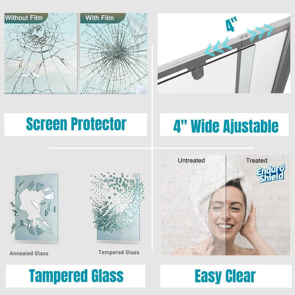 60 in. Chrome Framed Pivot Shower Door with Clear Glass