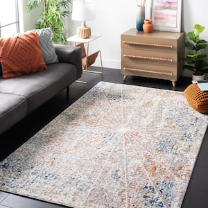 Aston Ivory/Navy 7 ft. x 7 ft. Geometric Distressed Abstract Square Area Rug