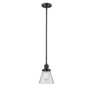 Cone 1 Light Oil Rubbed Bronze Cone Pendant Light with Clear Glass Shade