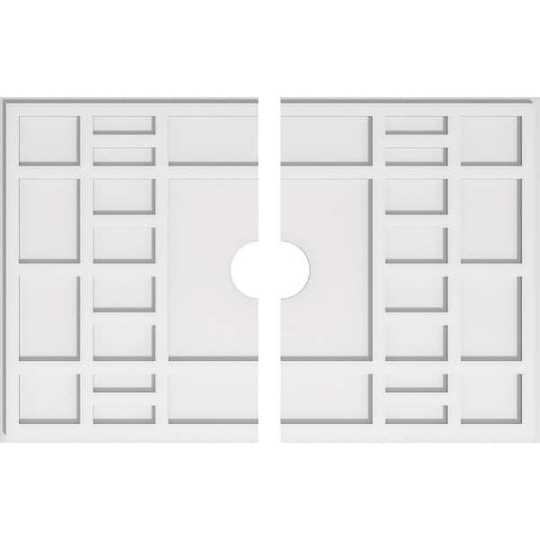 Ekena Millwork 36 in. W x 24 in. H x 4 in. ID x 1 in. P Beaux Architectural Grade PVC Contemporary Ceiling Medallion (2-Piece)