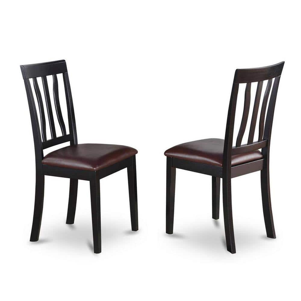 Black and Cherry 7-Piece Round Pedestal Dining Set with Slat Back Chairs