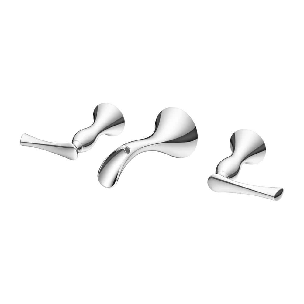 Polished Chrome Wall-Mount Waterfall Bathroom Faucet