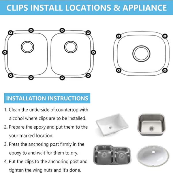 Numhew Gold Undermount Sink Clips Mounting Kit - 12 Pack