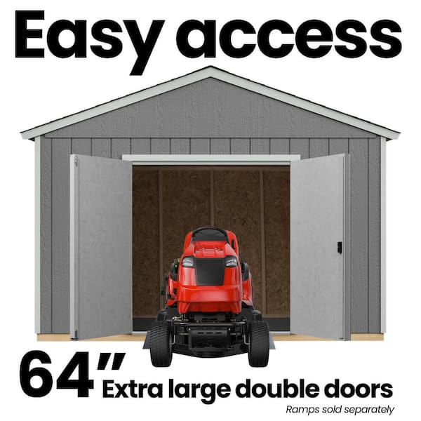 Pro Assembled Astoria 12 ft. x 16 ft. Wood Shed with Floor - Outdoor Storage with Brown Shingles (192 sq. ft.)