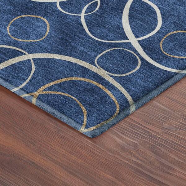 Mayfield Premium Machine Washable Abstract AMF2408 Navy 10 ft. x 14 ft. Area Rug