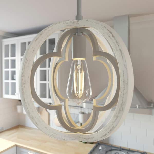 Hunter Gablecrest 4 Light Rustic White Mini Pendant Kitchen Light