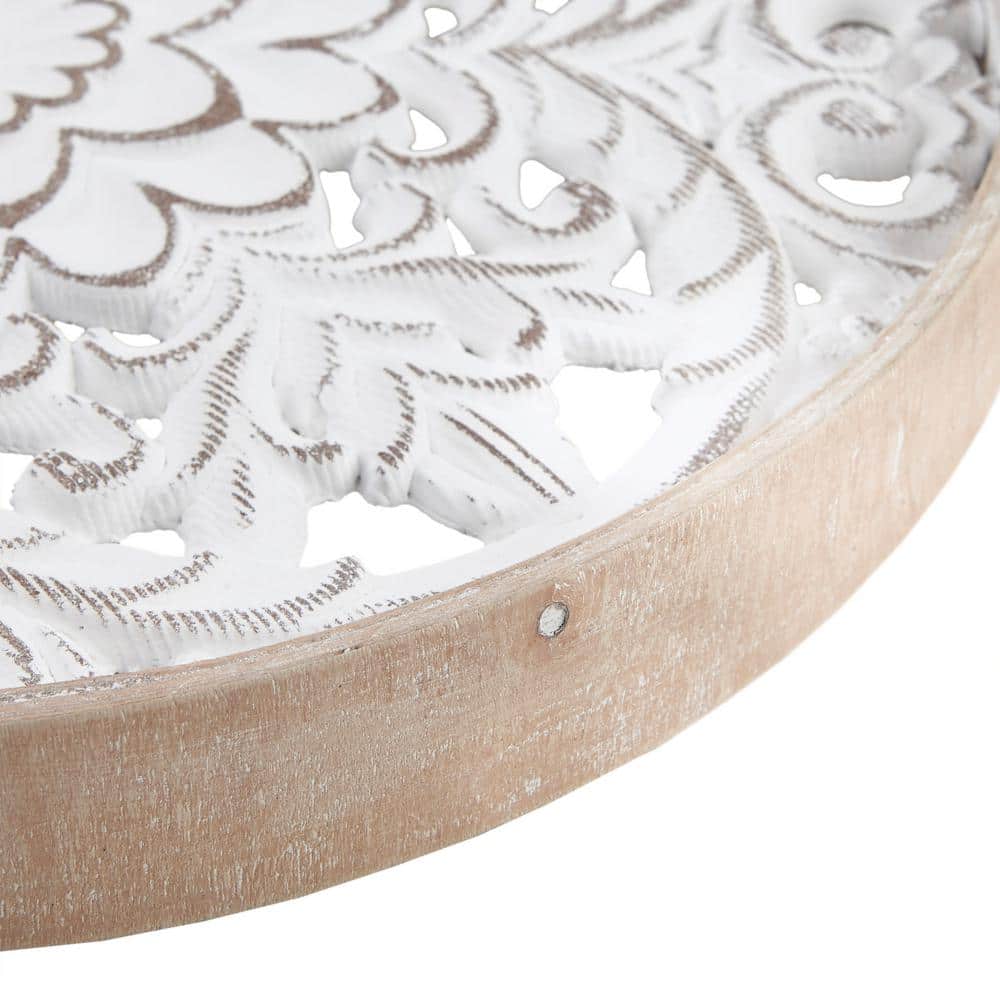 Madison Park Natural and White Fir Wood Medallion Wall Art Set