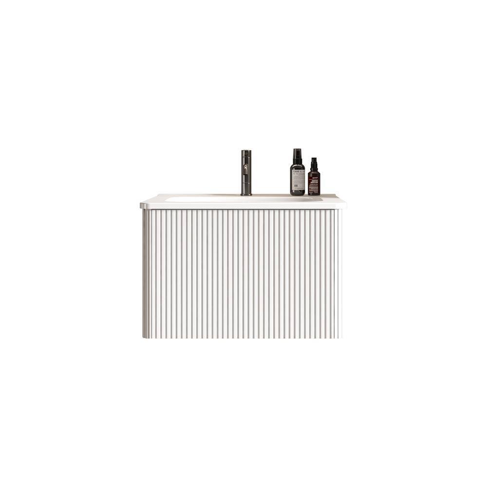 24 in. W x 18 in. D x 16 in. H Single Sink Wall-Mounted Bath Vanity in Whit