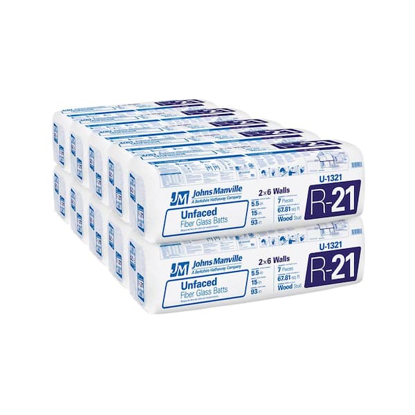 Johns Manville R-21 Unfaced Fiberglass Insulation Batt 15 in. x 93 in.