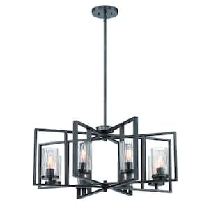 Elements 8-Light Charcoal Chandelier with Rain Glass Shades For Dining Rooms