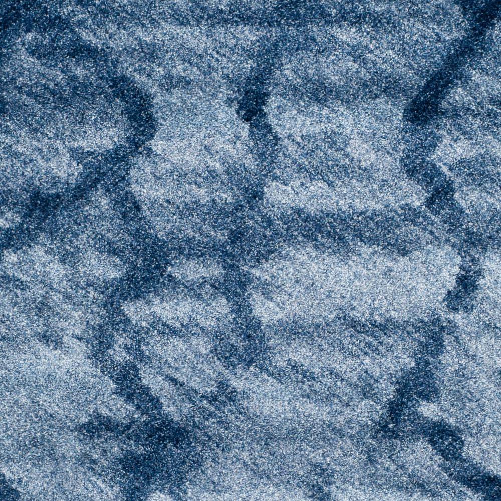 Blue and Dark Blue Abstract Shag 9' x 12' Rug