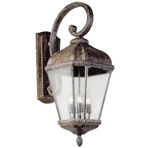 Covington 4-Light Burnished Rust Outdoor Wall Light Sconce Lantern with Clear Glass