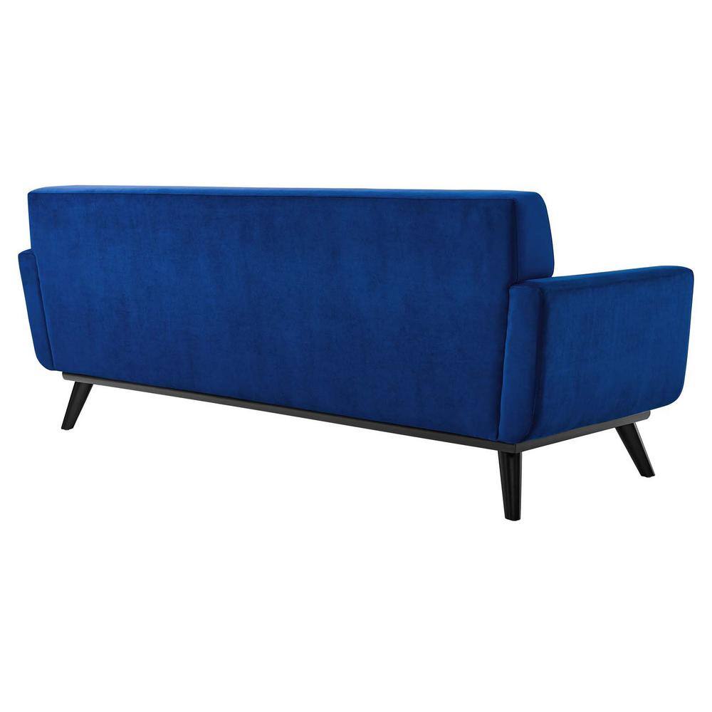 Navy Luxe Velvet 91" Tufted Sofa with Removable Cushions