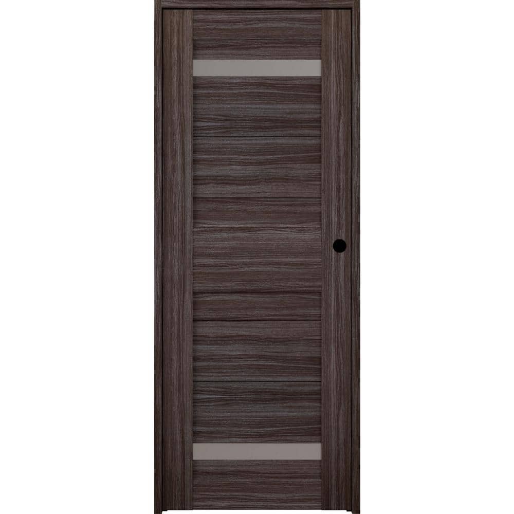 Belldinni 24 in. x 80 in. Left-Hand Frosted Glass 2-Lite Solid Core Imma Gray Oak Wood Composite Single Prehung Interior Door, Cold Brown/Gray Oak -  203803
