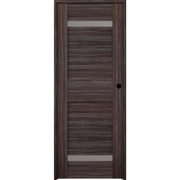 Belldinni 24 in. x 80 in. Left-Hand Frosted Glass 2-Lite Solid Core Imma Gray Oak Wood Composite Single Prehung Interior Door
