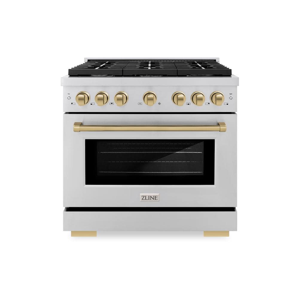 36" Stainless Steel Dual Fuel Range with Champagne Bronze Accents