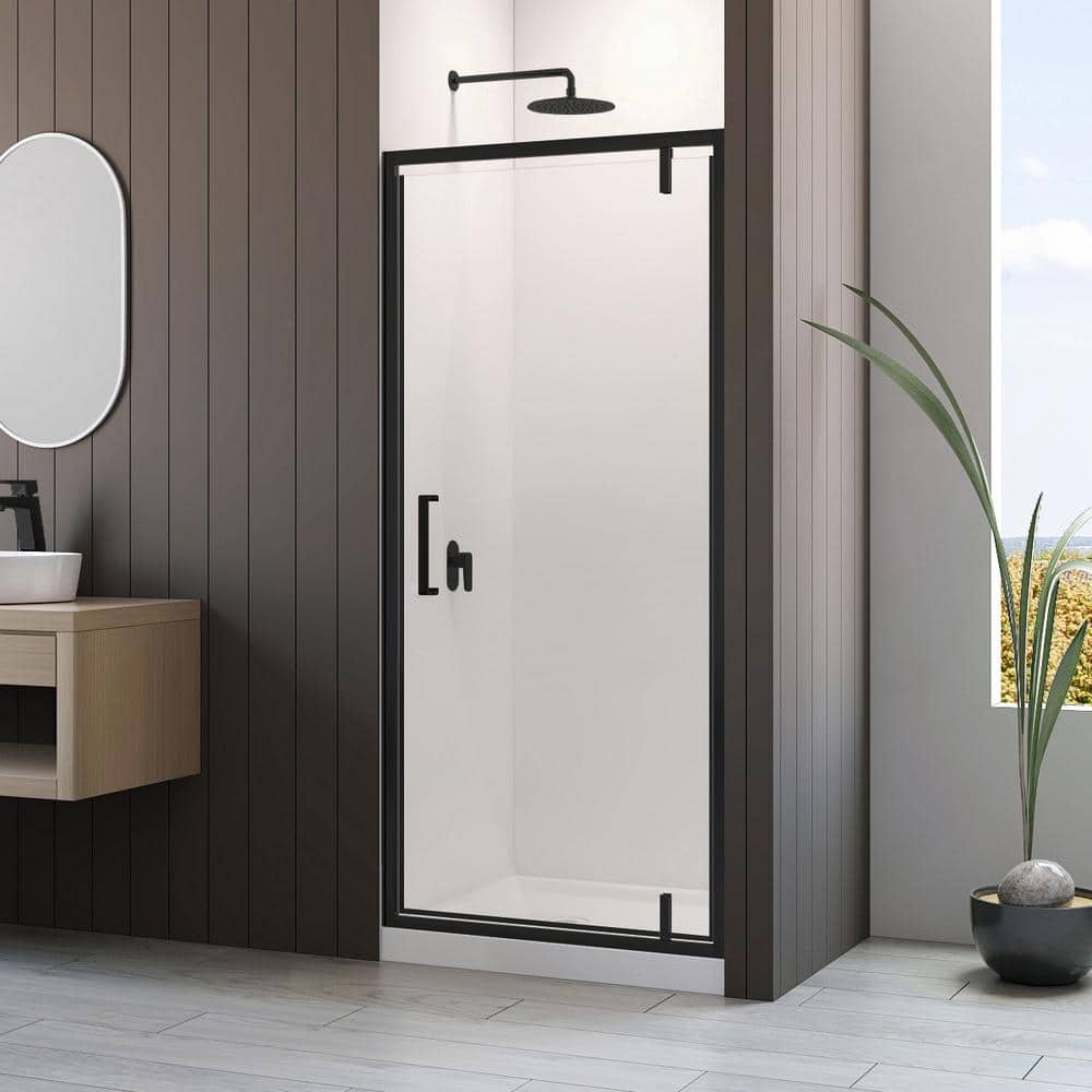 Black Framed 36'' x 77'' Tempered Glass Shower Door