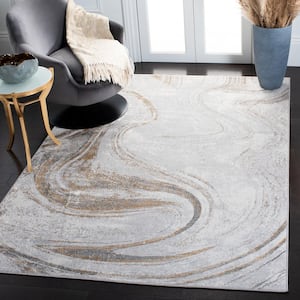 Orchard Gray/Ivory 3 ft. x 3 ft. Abstract Striped Square Area Rug