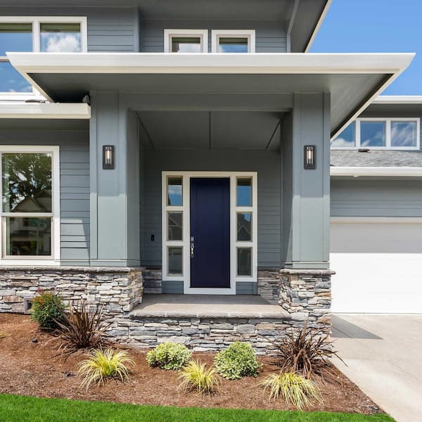 Designers Fountain - Pearl Street Black 1-Light Outdoor Line Voltage Hardwired Porch Light Wall Sconce with No Bulbs Included