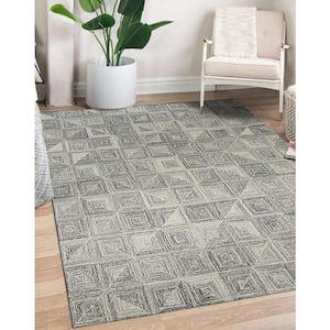 Hand-Tufted Wool Multy Beige 8 ft. x 10 ft. Transitional Geometric Modern Tufted Area Rug