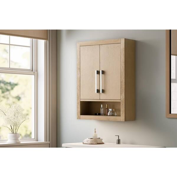 Vanity Art 24 in. W x 8 in. D x 33 in. H Bathroom Storage Wall Cabinet in Natural Oak/BN