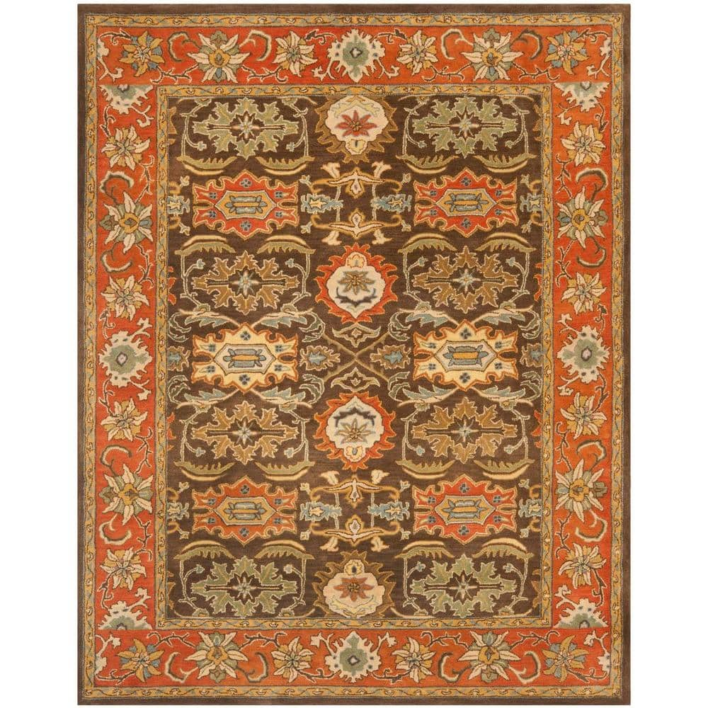 SAFAVIEH Heritage Chocolate/Tangerine 8 ft. x 10 ft. Border Area Rug  HG734B-8 - The Home Depot